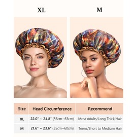 mikimini Medium Shower Cap for Girls and Women, Mystery Shower Caps with Brown Tip, Reusable Waterproof Bath Shower Cap
