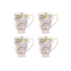 Gracie Bone China Peony Mist Footed Mugs, Set of 4