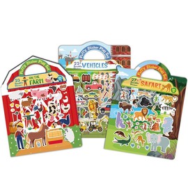 Reusable Puffy Sticker Book for Kids – Cute Restickable Stickers, Toddler Travel Toys for Airplane, Car Road Trip, Keep Toddlers Entertained, Quiet Activity for Ages 1-3 2-4 3-5, Screen-Free Fun:_Dinosaur, Farm & Ocean