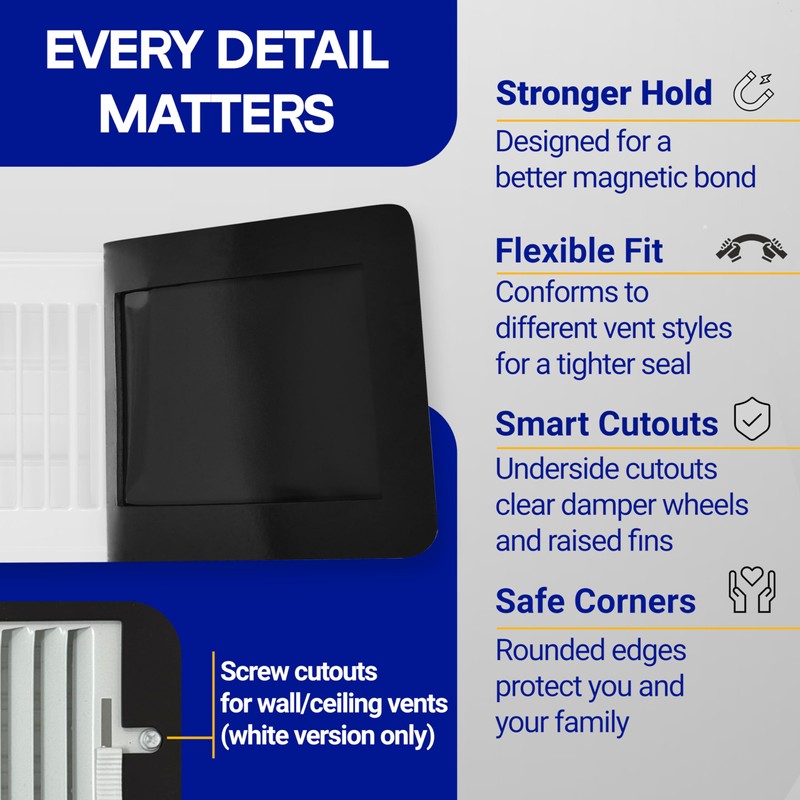 SEAL360 Magnetic Vent Covers (3-Pack), Pockets for Complete Seal, 5.5"