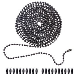 Heynsgu Black Ceiling Fan Pull Chain 120" Extra Long Rust Proof 3mm Beaded Ball Light Pulls Extension Chains with 20pcs Connectors