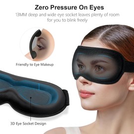 SSKHE 100% Verdunkelungs-Schlafmaske für Damen und Herren, 3D, ultraweich, glatt, hautfreundlich, bequem, Null Augendruck, Wimpernfreundliche Augenmaske mit verstellbarem Riemen für Schlaf, Reisen,