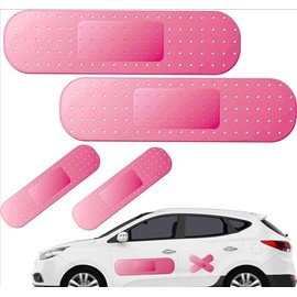 Anyhut 2 PCS Car Pink Bandaid Funny Sticker, 24 x 6.5 & 9.8 x 2.8 Inch Large Bumper Decal, Bandaid Sticker for Car Damage (Pink)