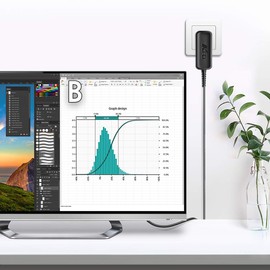 KFD Power Supply 19V 1.3A-1.6A Charger for LG Monitor ADS-40FSG-19 19025GPG-1 24MB56HQ-B 22EA53VQ IPS234V-PN EAY62768607 EAY62768621 19025GPCU-1 EAY622 768661 2 charging cables ADS-25FSG-19