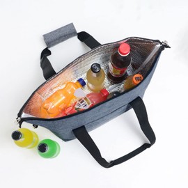 DIAFELIZ Cooling Bag, Large Capacity, Foldable, Eco Bag, 2-Way Tote Type, Square Type, Black