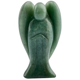 mookaitedecor 3 Inch Green Aventurine Crystal Guardian Angel Gemstone Carved Figurine Statue Home Ornament, Healing Crystal Gifts, Love Peace Lucky Charm Stone Angel for Reiki Chakra Decoration