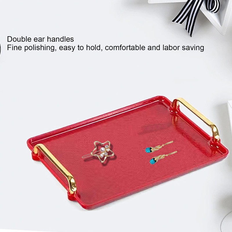Decorative Tray Elegant Exquisite Texture Ergonomic Serving Tray with Handles