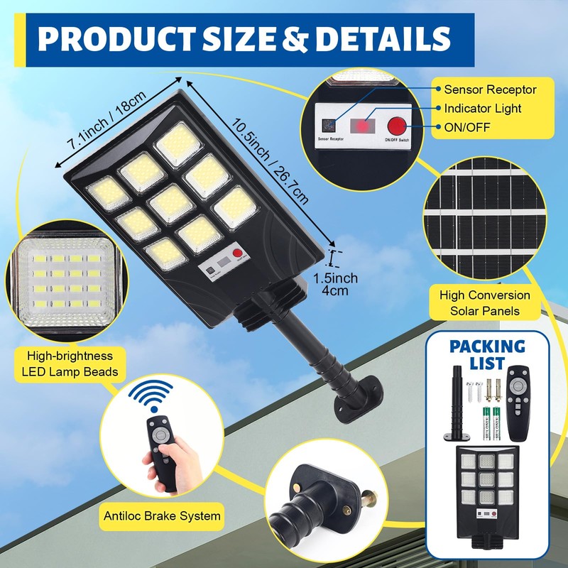 Retisee 6 Pack Solar Street Lights Outdoor 320° Wide Angle