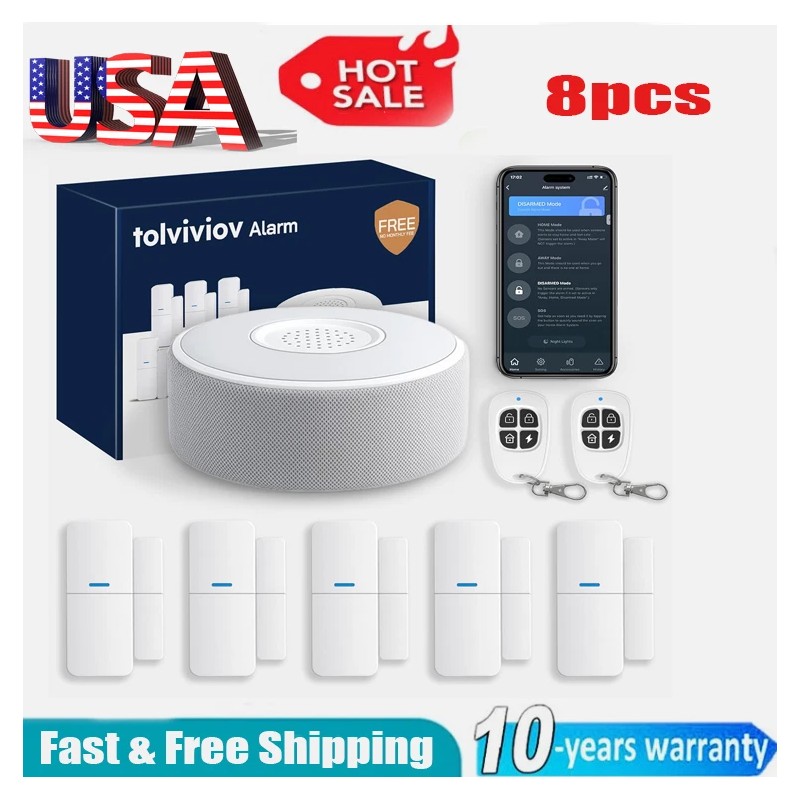 Tolviviov 8pcs WiFi Smart Door Window Alarm System DIY Wireless