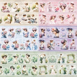 Ningmo Washi Tape Set 6 Rolls Fashion Girls Washi Tapes, PET Washi Tape Cute Washi Tapes Set Girls Sticker Waterproof Art DIY Decorative Tape for Bullet Journals, Gift Package (05)