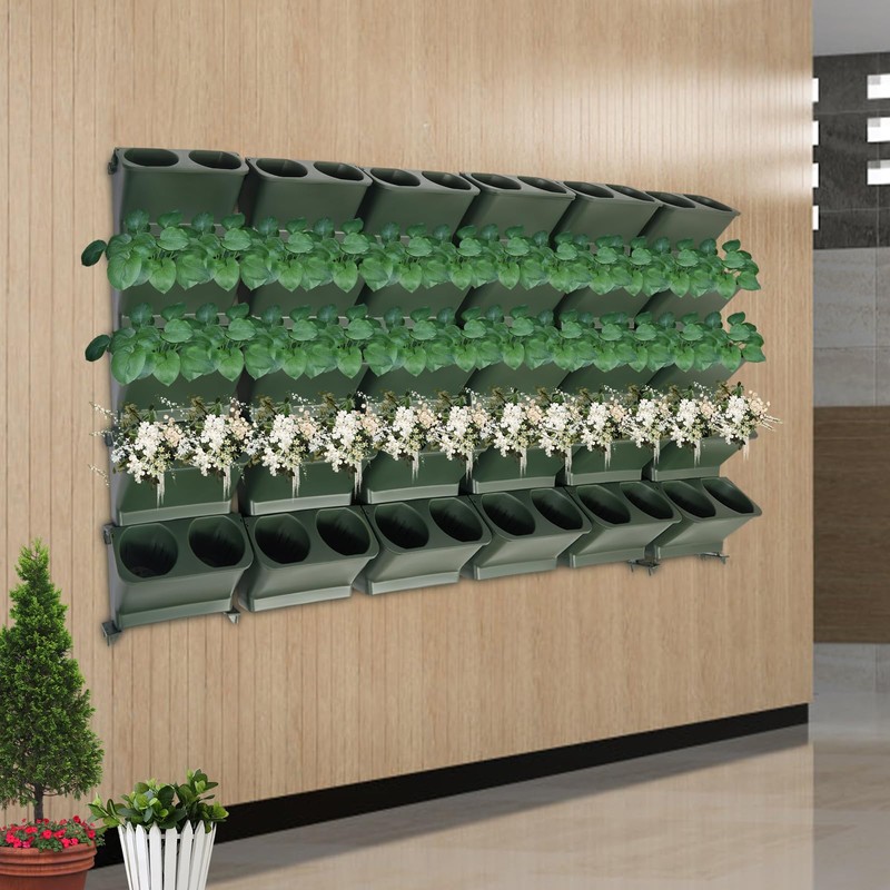 WANLECY Vertical Wall Planter with 30 Pots, Self Watering Vertical