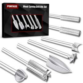 5 Pcs Wood Carving Bits with 1/8 inch Shank with 2 Pcs Chainsaw Sharpener Bits Compatible with Dremel Tool, Woodworking Rotary Drill Bit Accessories for Detailed Wood Carving and Engraving