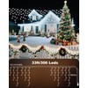 Vynoblip Christmas Icicle Lights Outdoor,8 Modes Indoor Decor String Lights