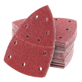 Henxing Sandpaper Triangle Sander, Pack of 60 Delta Sandpaper Velcro 105 x 152 mm Sanding Triangles Sanding Sheets 11 Hole, 40/60/80/120/180/240 Each Grain x 10, for Delta Sanders and Multi Sanders