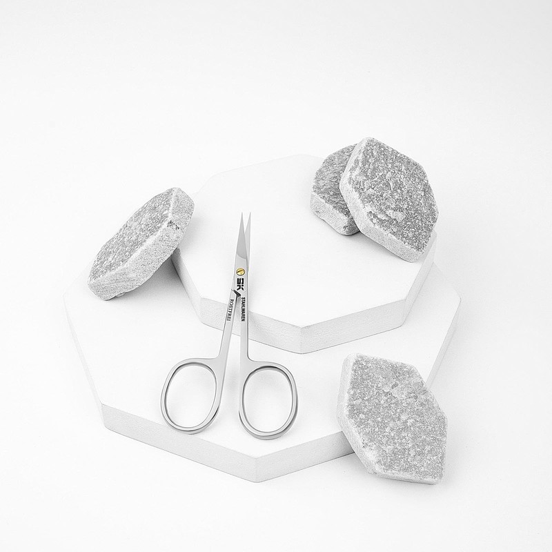 SK STAHLWAREN Professional cuticle scissors, curved, extra sharp nail scissors.