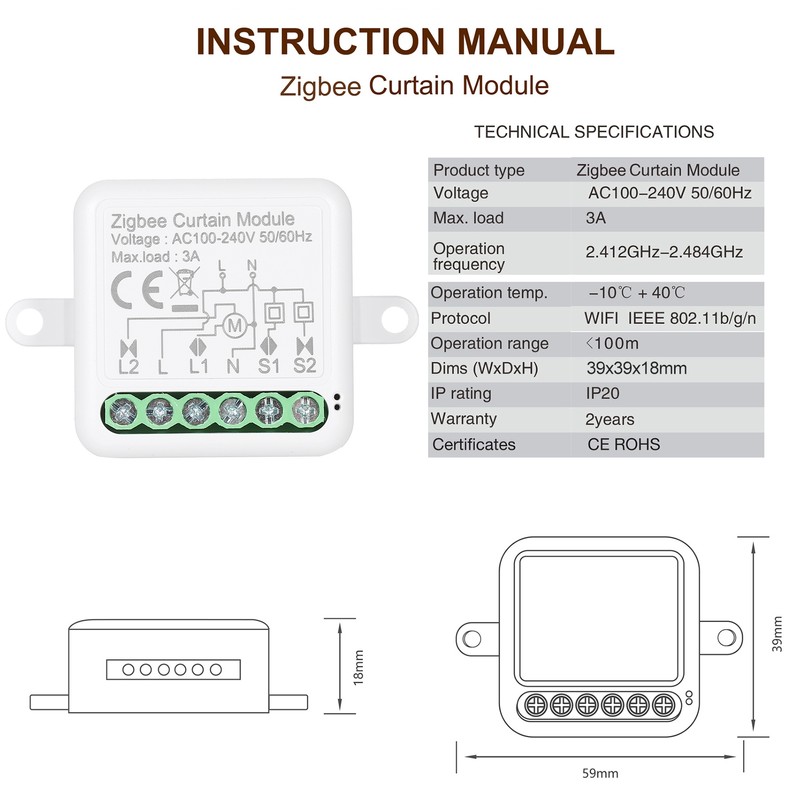 Zigbee 3.0 Mini Smart Relay WiFi Switch 1 Way DIY