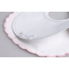 FILET - Elegant White Cotton Pique Bib, Pink Smarmelled Edge,