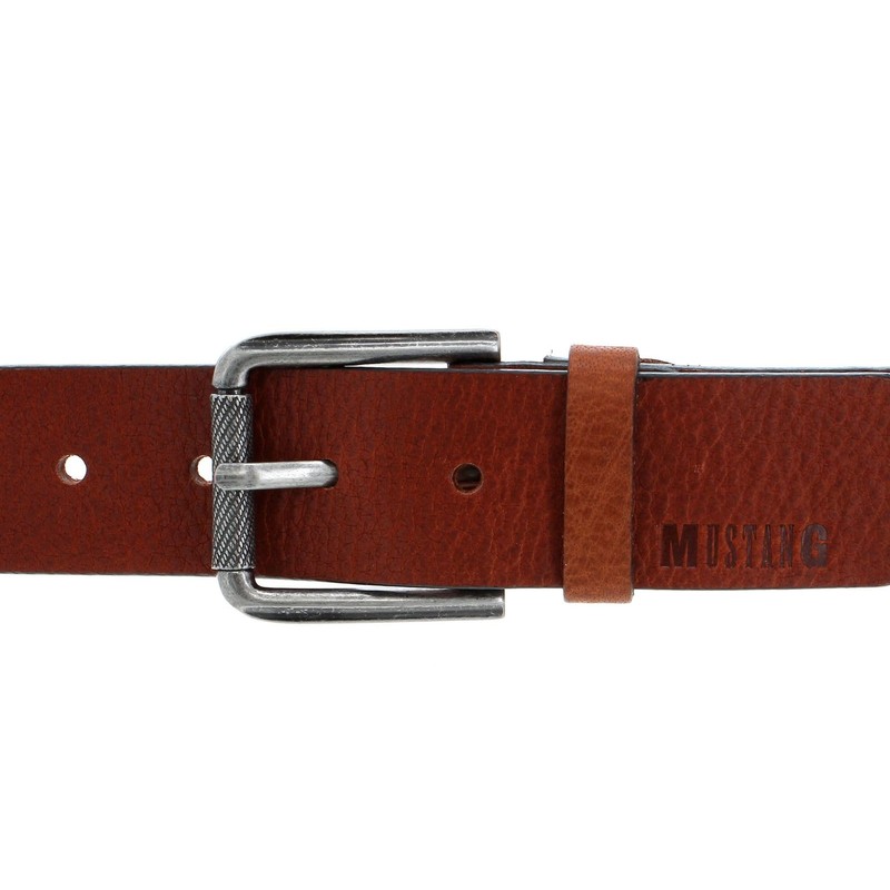 MUSTANG Men's Belt Full Cowhide Leather Belt, Cognac, 120