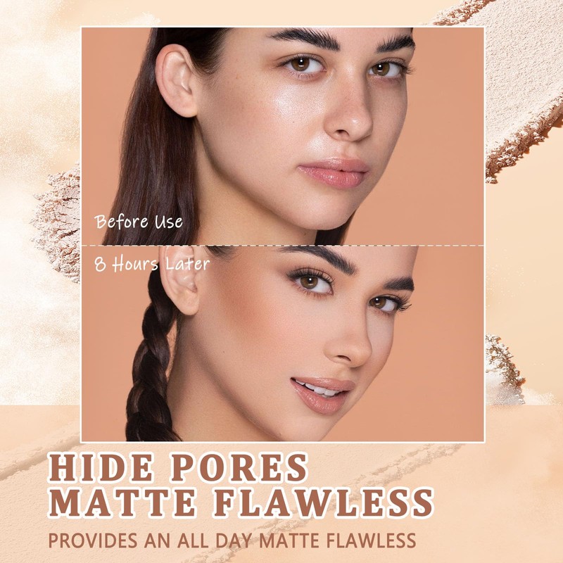 NAISSIYA Oil Control Face Pressed Powder,Matte Smooth Flawless Finishing Powder