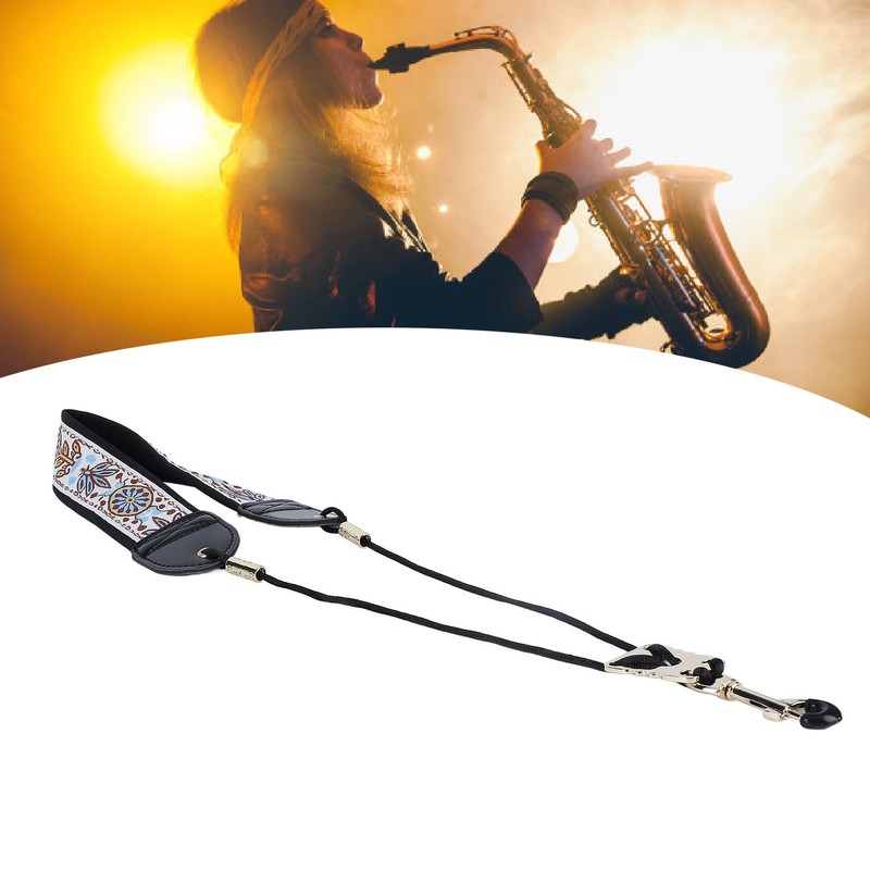 Embroidery Saxophone Neck Strap for Alto Tenor Sax Adjustable Instrument