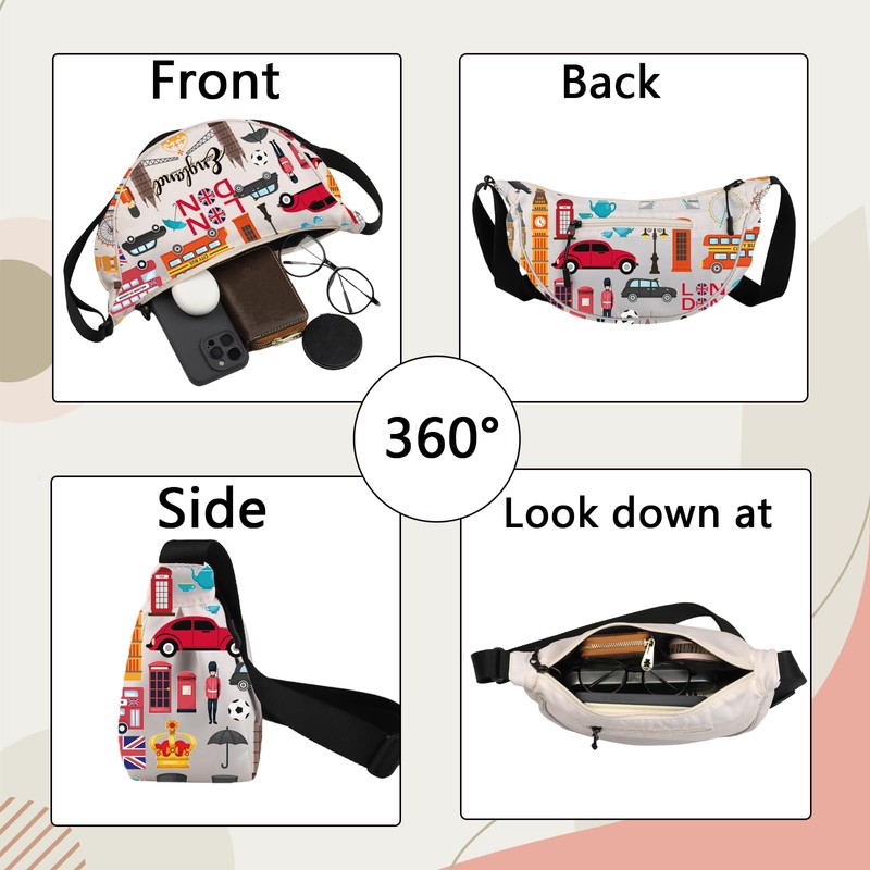 LEVLO London Travel Cross Body Bag England Trip Souvenir Gift