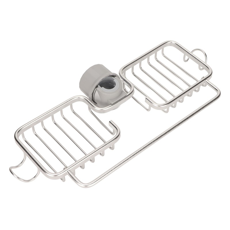 Faucet Storage Shelf Aluminum Plastic Two Containers with Towel Rod