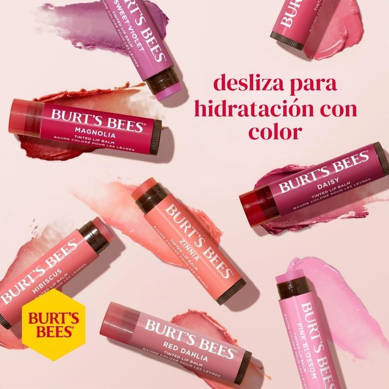Burt's Bees Tinted Lip Balm, Zinnia, 1 Pack