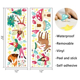 Mfault Christmas Fairy Mushroom Wall Decals Stickers, Xmas Tree Elf Fox Deer Star Nursery Decorations Baby Girls Bedroom Art, Toddlers Kids Room Playroom Home Decor Winter Holiday Gifts