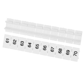 MECCANIXITY 20 Pcs Terminal Marker Strip, ZB6 Terminal Blocks Marking Labels, Nylon PA6 DIN Rail Label Tags Bar for UK2.5B UK5N Number Strips (61-70)