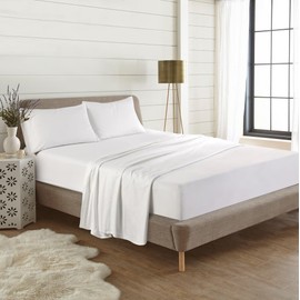 100% Brushed Cotton Thermal Flannelette Fitted Sheet 25cm Deep Mattress Sheet Soft & Cozy Fitted Bed Sheet (White, 4 FT Small Double)