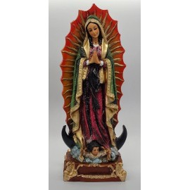 VIRGEN DE GUADALUPE EN RESINA DE 12 INCH / OUR LADY OF GUADALUPE STATUE 12 INCH
