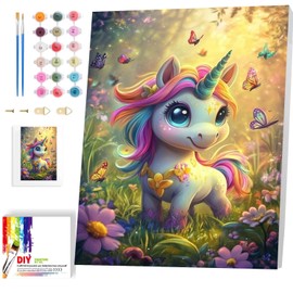 Arttoplus Anime Paint by Numbers Kit for Kids with Frame- Animals Framed Painting by Numbers, DIY Paint by Numbers for Kids as a Home Wall Decoration Gift 8x12 Inch