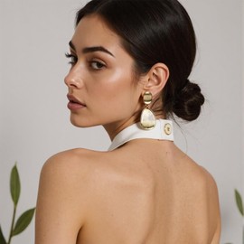 Gold Dangle Earrings for Women Trendy Brushed Chandelier Earring 14k Gold Plated Matte Geometric Drop Earrings Fashion Statement Jewelry (gold)