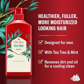 Old Spice Champú de Árbol de Té para Hombre, Cabello Más Sano, Más Lleno, Más Hidratado, 21.9 Fl Oz Cada Uno, Pack de Dos