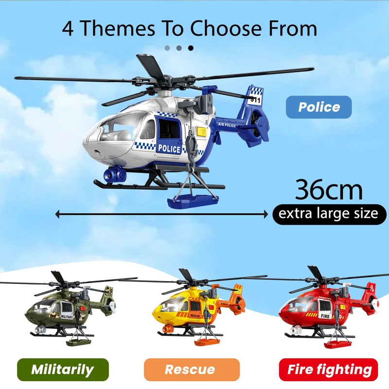 Wenbeier Police Helicopter Toys for Boys with Hanging Basket Toy