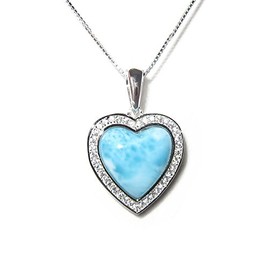 Tropical USA - Collar con Dije Colgante de corazón de Plata de Ley con Cadena DE 45,7 cm