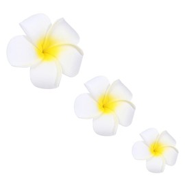 3Pcs Yellow White Hawaiian Artificial Flower Hair Clips, Foam Plumeria Hair Clip Hawaiian Frangipani Hair Clip Hawaiian for Beach Wedding Headdress Decoration Clips and Barrettes,Hair Accessories