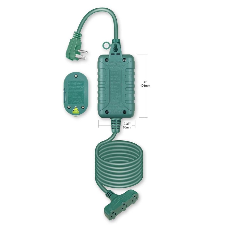 OSKOS Outdoor 3 Grounded Outlets with Wireless Remote Control, 15