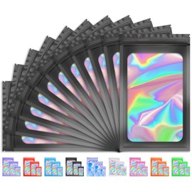 TIFICAL 50 PCS Smell Proof Bag, Holographic Bags Packaging Bags for Small Business, Foil Freshies Bags for Food Storage, Sample Bags Resealable Bags for Eyelash, Jewelry, Lip Gloss