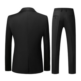 Mens Suits Regular Fit 2 Piece Casual One Button Single Breasted Tuxedo Suit for Men Wedding Casual Business Suit Set Black