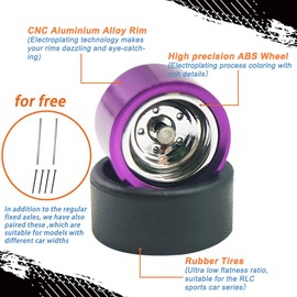 1/64 Wheels for Model Cars with Rubber Tires Metal Rims Electroplating Sliver Spoke with Various Electroplated Metal Colored Rim Refitting Parts for Real Riders Diecast Cars Model Cars(FG00025