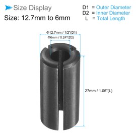 CoCud Router Collet Driver Adapter, 12.7mm to 6mm 1/2" Outer Dia, Lathe CNC Milling Bit Shank Carving Machine - (Applications: for Wood and Metal Milling)