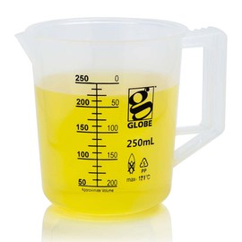 Globe Scientific 3654-250 Diamond Essentials PP Griffin Style Low Form Beaker with Handle, Printed Graduations, PP, 250ml Capacity