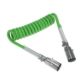 HEROFFIX 7 Way Coiled Electrical Power Trailer Cord Wire Female Plug Trailer Extension Cable for Semi Trucks Tractors 15 Feet Green Zinc Alloy