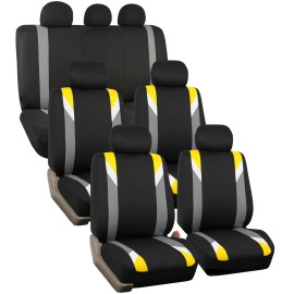 The Quality Cover Premium Modernistic Yellow Black Auto Car SUV Seat Covers 3 Row Set