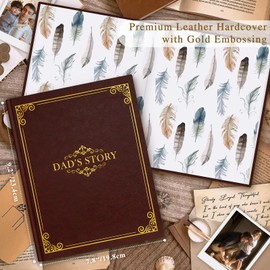 Lanpn Dad Life Story Journal with 300+ Questions, Gifts for Dad Father's Day Birthday Christmas Dads Memory Keepsake Book to Fill Out Leather Father Story Guided Journal to Share Life & Love (Brown)