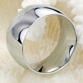 Fashion Month Men's 12mm Classic Silver Titanium Stainless Steel Ring Wedding Engagement Domed Band High Polished, Titanium 316L Stainless Steel