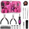 23 Pieces Pink Tool Kit, Comes with Pliers, Socket, Screwdriver,