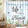 VentuCoven Ocean Shower Curtain Life is Better at The Beach
