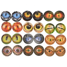 10 Pairs 14mm Glass Animal Eyes Round Dome Glass Cabochons Flatback for DIY Craft Clay Left & Right Eyes, 14mm